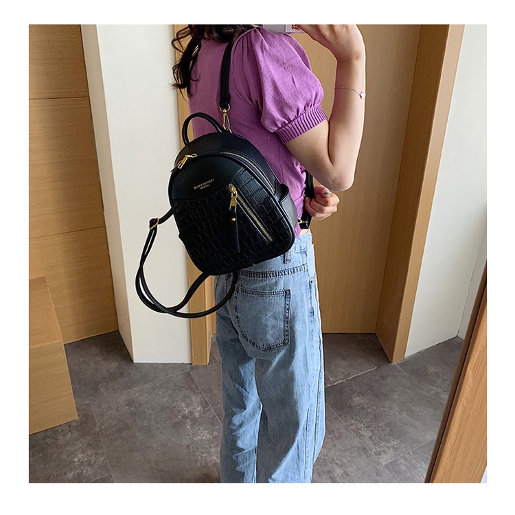 Balo mini balo nam nữ thời trang Hàn Quốc có ngăn nhỏ khóa kéo dây da LK247