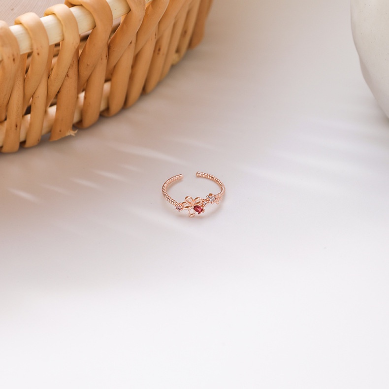 Nhẫn Hở Hình Hoa Nhỏ Đính Đá Zircon Phong Cách Hàn Quốc Mới Có Thể Điều Chỉnh