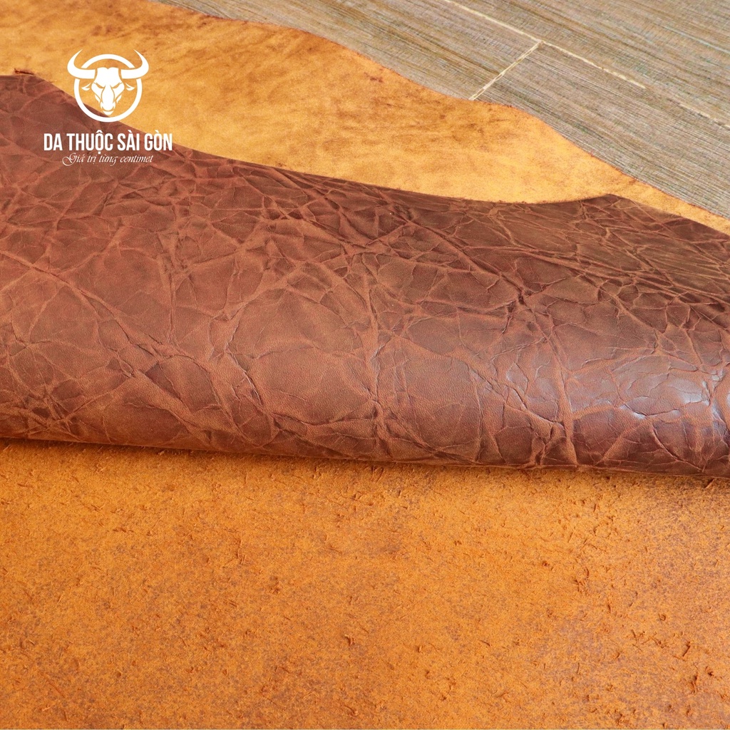 10 Pia da bò sáp ngựa điên có vân màu bò cháy thương hiệu Da Thuộc Sài Gòn - BSAV-03