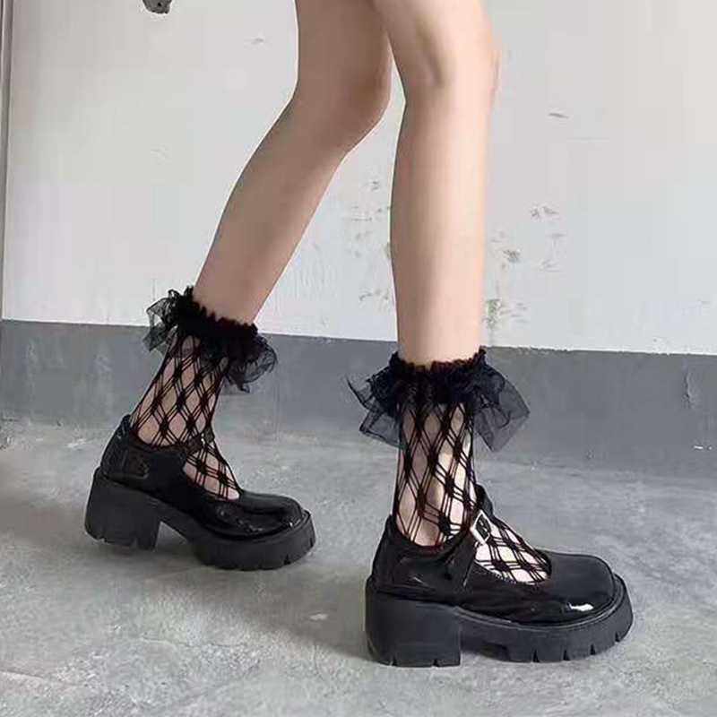 Vớ lưới ren xuyên thấu phong cách lolita gothic dành cho nữ