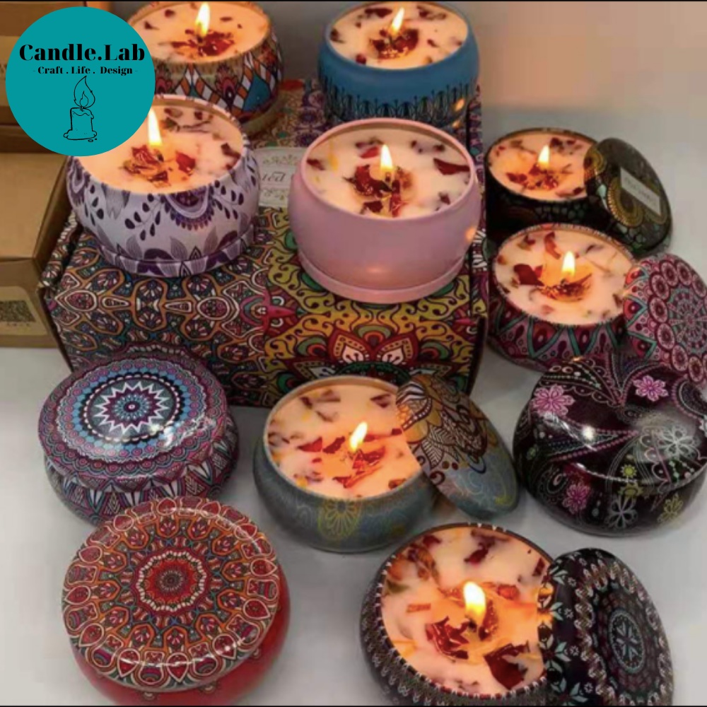 Nến thơm hoa khô - Nến thơm phòng thổ cẩm candle cup hoa khô handmade vnxk bath body works, sáp thơm phòng tinh dầu
