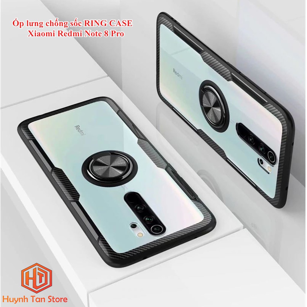 Ốp lưng Xiaomi Redmi Note 8 Pro chống sốc Ring Case mặt lưng trong suốt không ố vàng