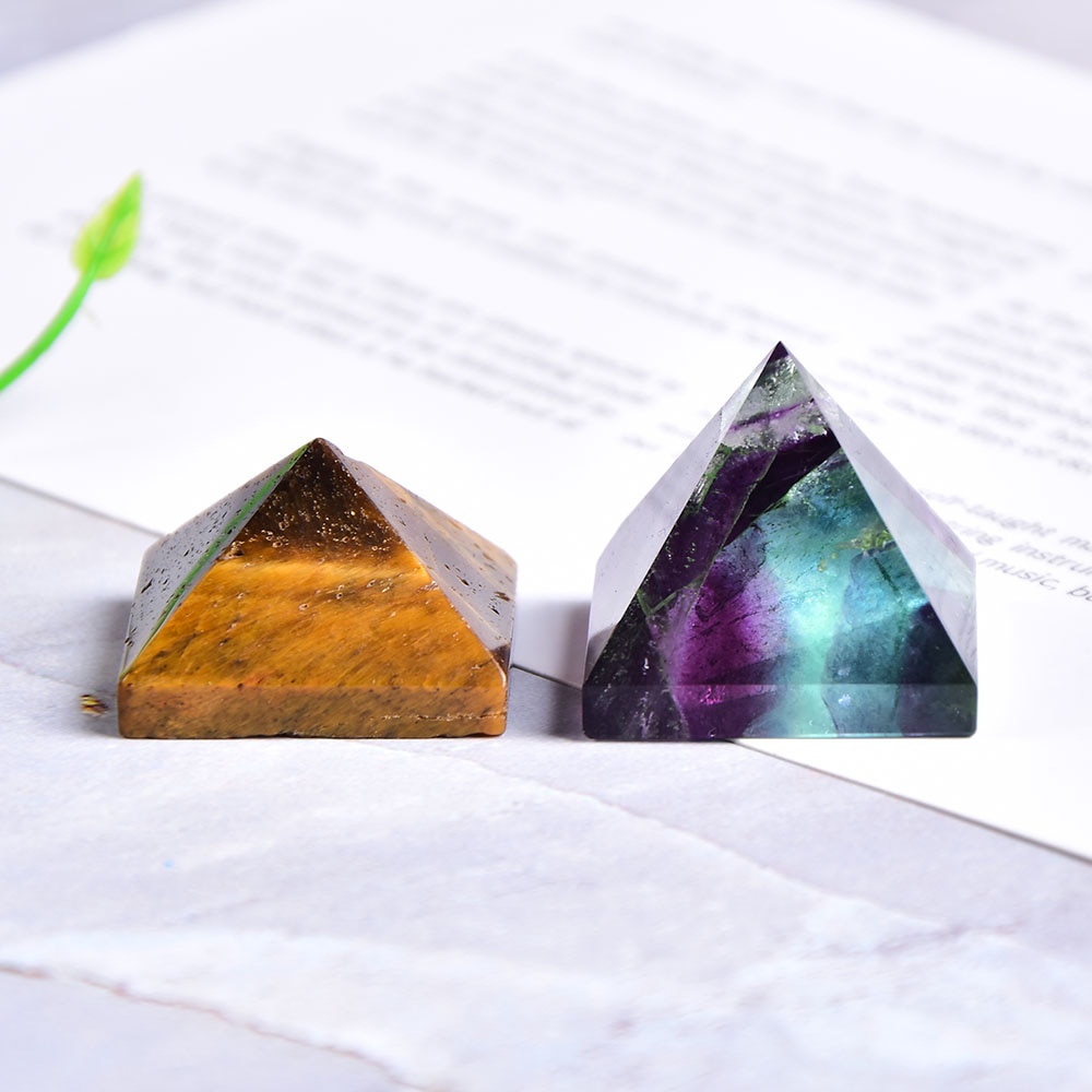 Đá Pha Lê Fluorite Tự Nhiên Hình Kim Tự Tháp Luân Xa Reiki Pha Lê Năng Lượng Trang Trí Nhà Cửa