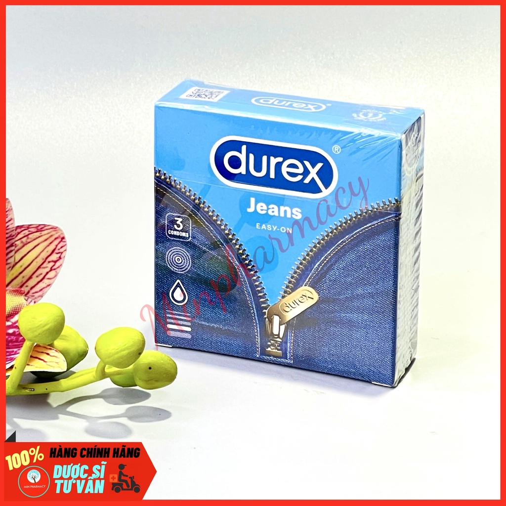 Bao cao su DUREX Jeans Nhiều gel bôi trơn, Cỡ vừa 52.5mm - Minpharmacy