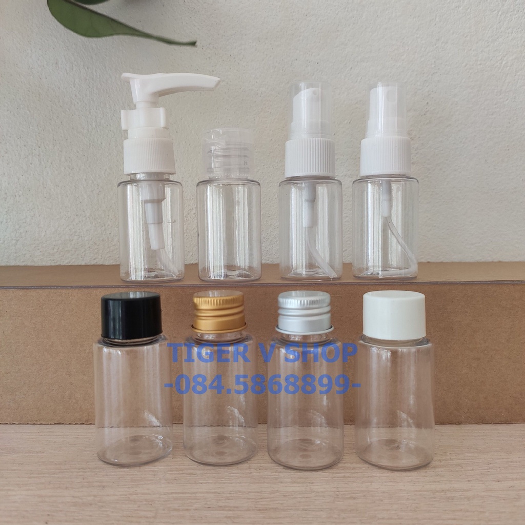 Chai pet nhựa 20ml vai ngang vòi nhấn xịt các loại