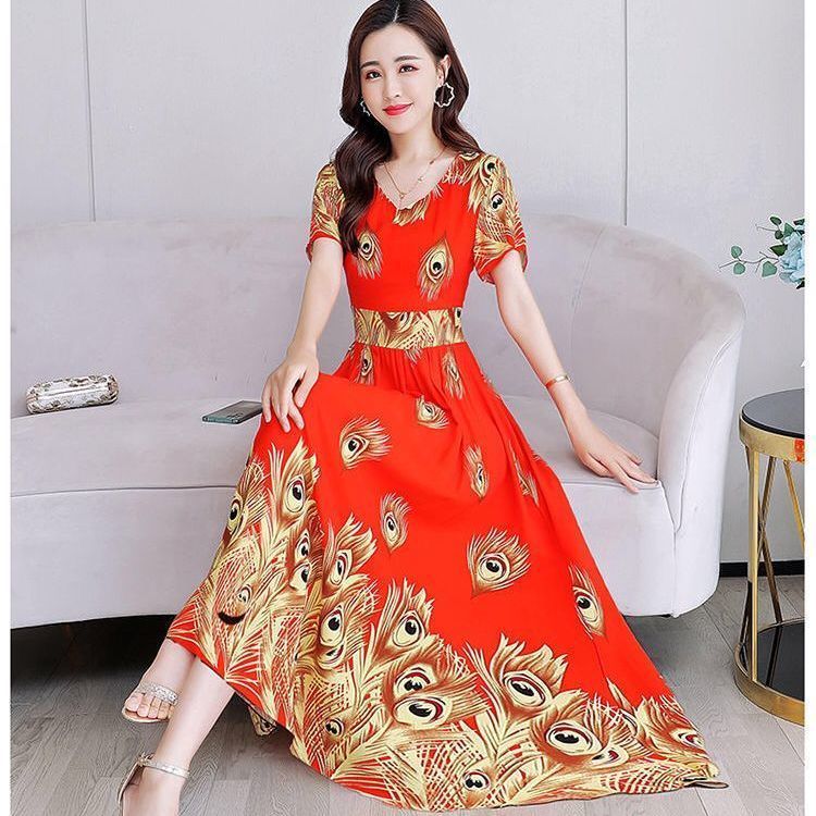 Đầm Lụa Lạnh Mỏng Dáng Xòe Dài Qua Gối Thời Trang Mùa Hè Hàng Mới Dành Cho Nữ 2021