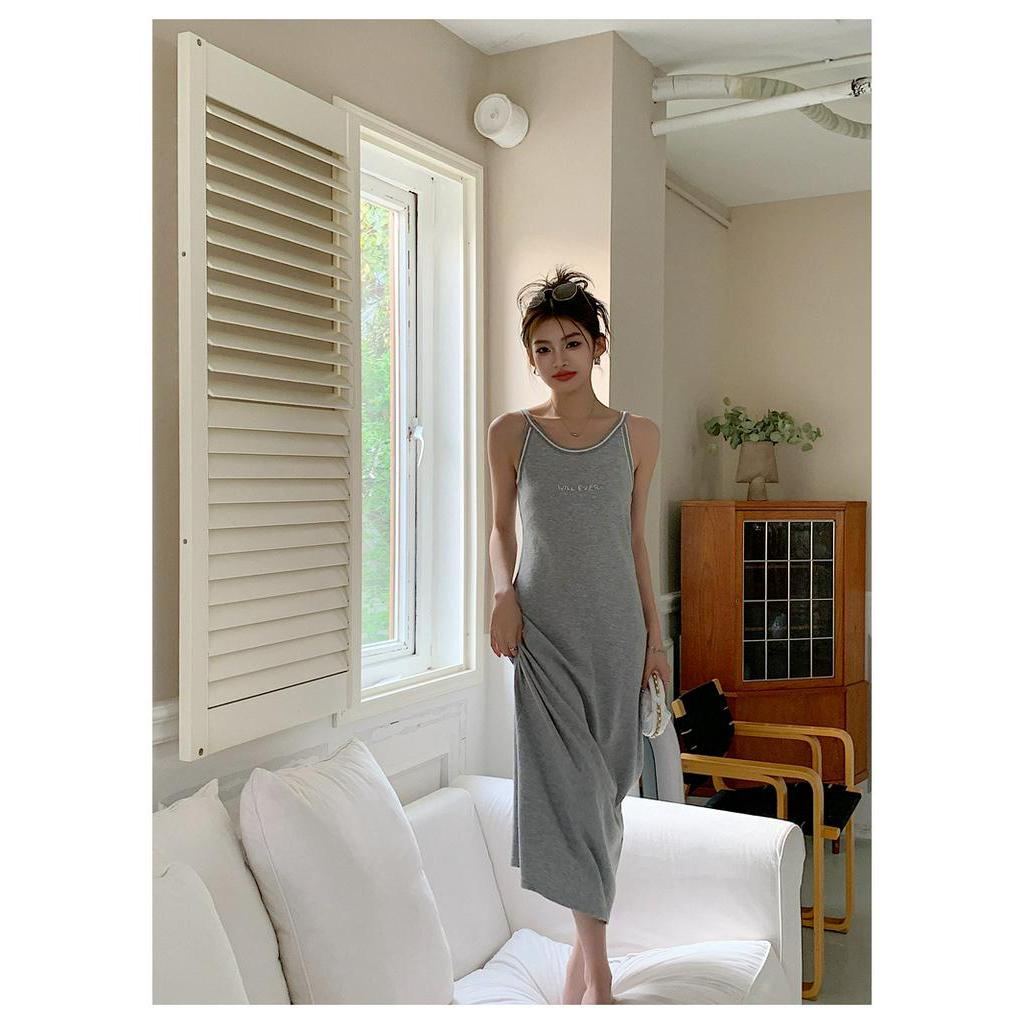 Đầm Hai Dây In Chữ Đơn Giản Thời Trang Mùa Hè 62834