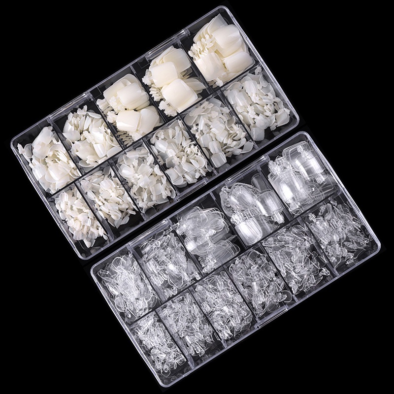 Hộp 550 Móng Chân Giả Bằng Acrylic Trong Suốt Màu Trắng Tự Nhiên