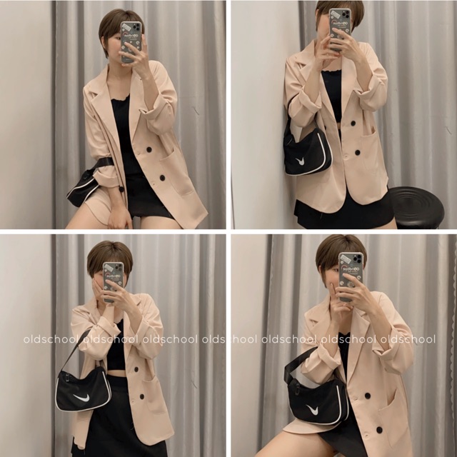 ÁO BLAZER BE NHẠT 4 CÚC (ảnh thật/sẵn)