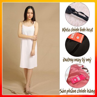 Váy 2 dây, đầm xuông - chất đũi lụa trơn basic nữ - VDX _Nana