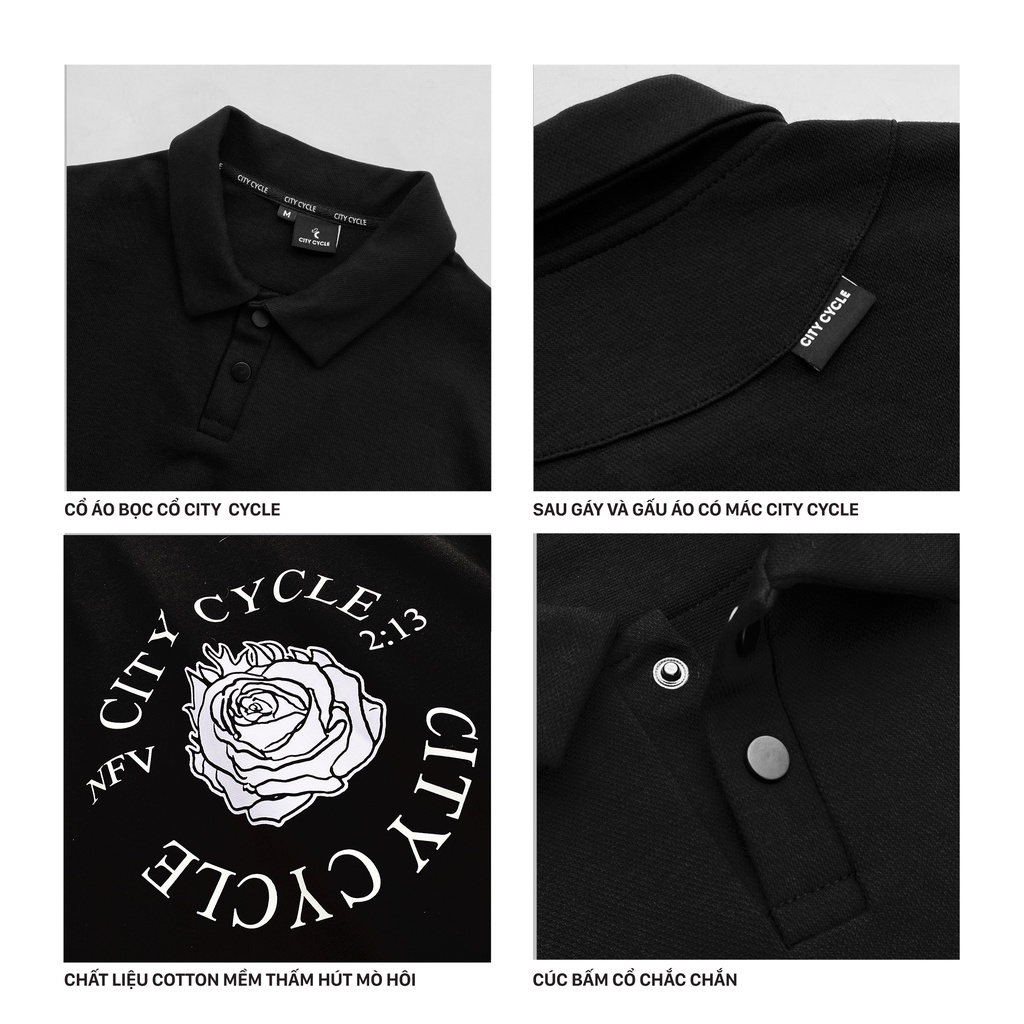 Áo polo local brand ngắn tay Only Roses City Cycle cotton form rộng nam nữ oversize unisex