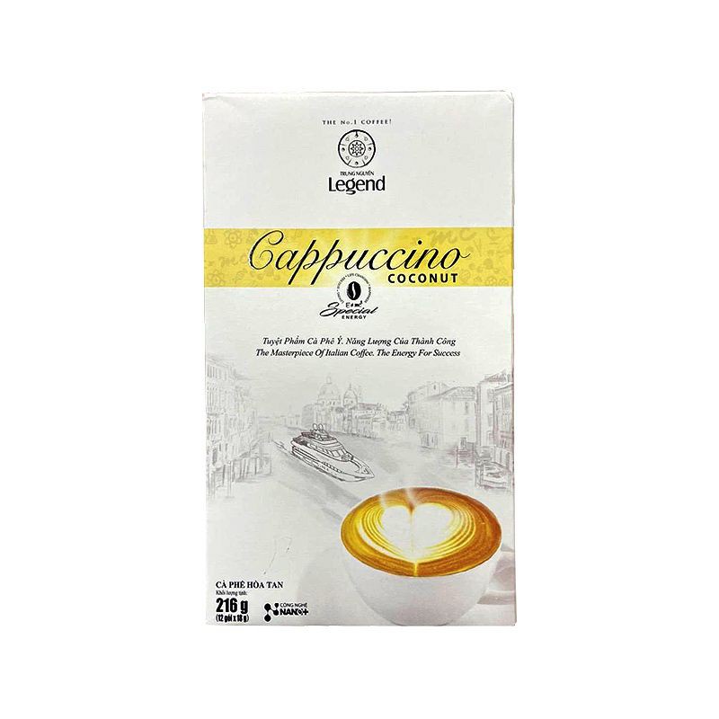 [ Trung Nguyên Legend ] Cà phê Cappuccino Coconut Trung Nguyên Legend - Hòa tan Dừa - Hộp 12 gói