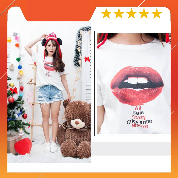 I-2014 Áo Thun Nữ Tay Ngắn In Môi ALL SALE CRAZY CLICK ENTER MARKET