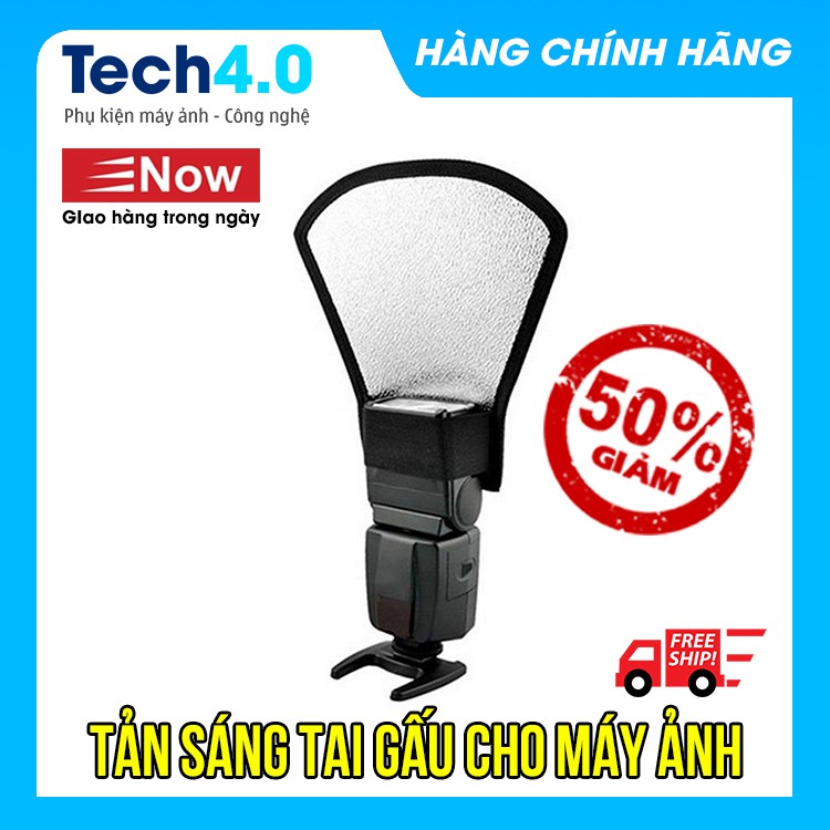 Tản Sáng Tai Gấu 2 Mặt Khuếch Tán Ánh Sáng Với Mặt Tráng Bạc Cho Đèn Flash Rời Máy Ảnh DSLR