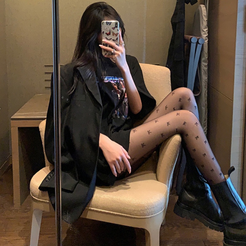 Youyo Quần Tất Lưới Mỏng Co Giãn Đính Nơ Phong Cách Gothic Nhật Bản Dễ Thương Gợi Cảm Mùa Hè Dành Cho Bạn Nữ