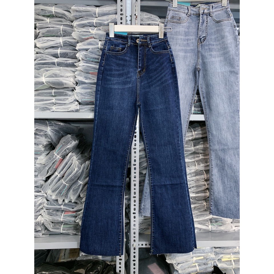 quần jeans nữ ống loe quần bò loe ống bass cạp lưng cao phom dài 100cm chất jean co dãn | BigBuy360 - bigbuy360.vn