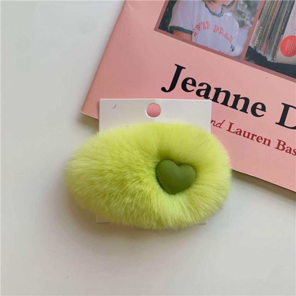 Kẹp Tóc Lông Thỏ Nhiều Màu Sắc Hình Trái Tim Sáng Tạo Dành Cho Nữ