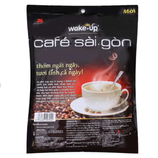 ( HSD: T4/2023) Cà phê sữa hòa tan Wake Up Café Sài Gòn 456g (19g x 24 gói)