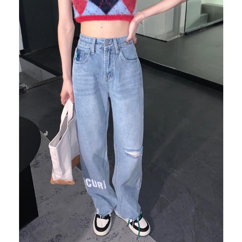 Quần jean nữ Xiaozhainv thiết kế rách thời trang phong cách Hàn Quốc