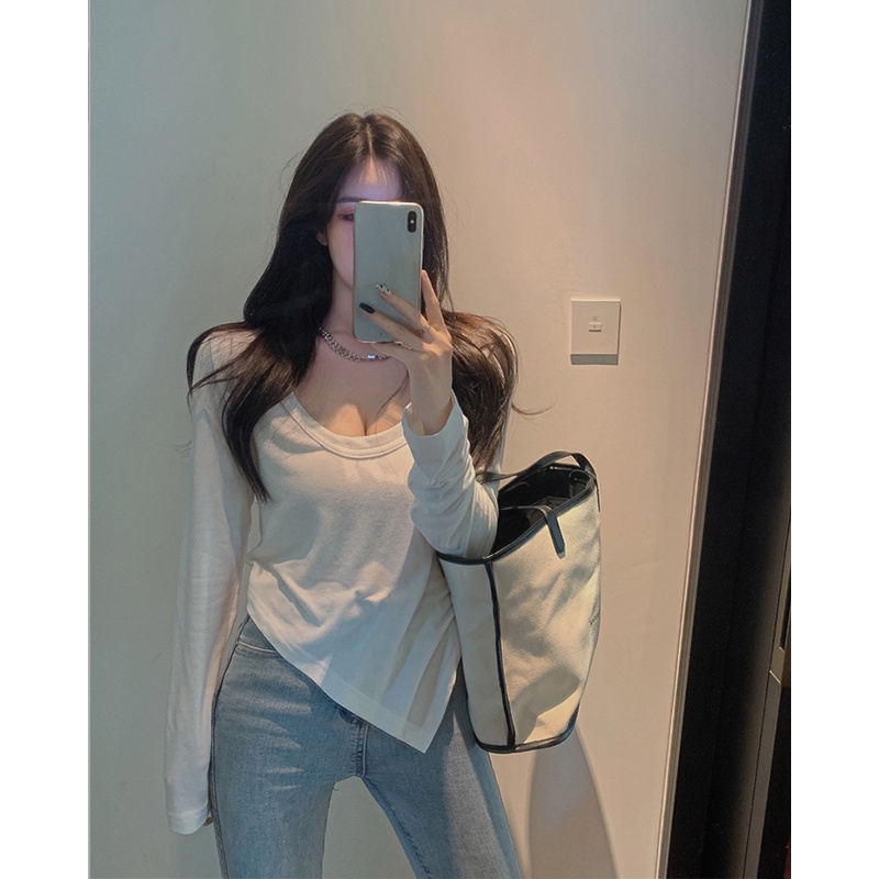 Cocory vn Áo Tay Dài Cổ Chữ U Thời Trang Quyến Rũ Dành Cho Nữ