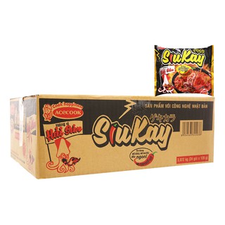 Thùng Mì Siukay Hương Bò, Hải sản (Gói 127gr x 24 gói)