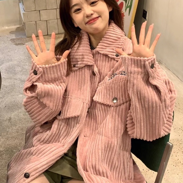 ZHELIHANGFEI Áo Khoác Bóng Chày Tay Dài Dáng Rộng Màu Hồng Phong Cách Retro Dễ Phối Đồ