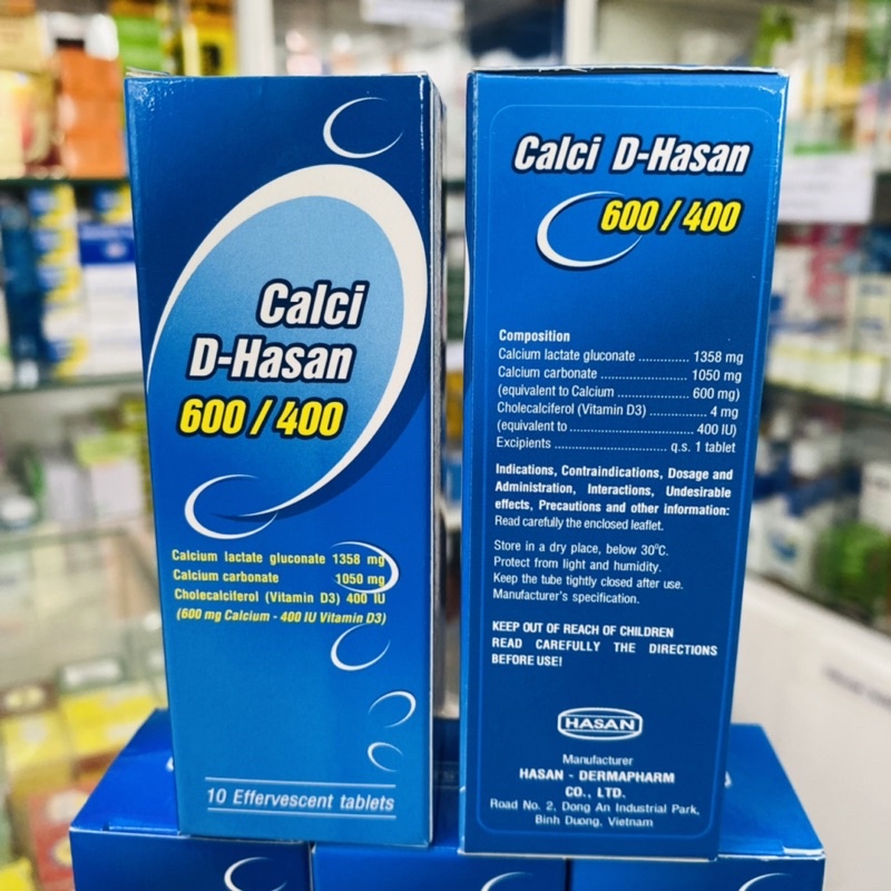 ✅ [Chính Hãng] VIÊN SỦI CALCI D HASAN 600/400 TUB 10 VIÊN Hỗ trợ bổ sung canxi và Vitamin D cho người lớn