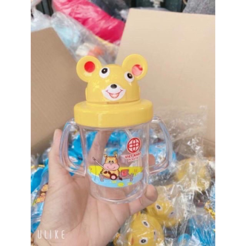 CỐC TẬP HÚT NƯỚC CHO BÉ CÓ TAY CẦM VÀ ỐNG HÚT 280ML VIỆT NHẬT-MADE IN VIETNAM-0011