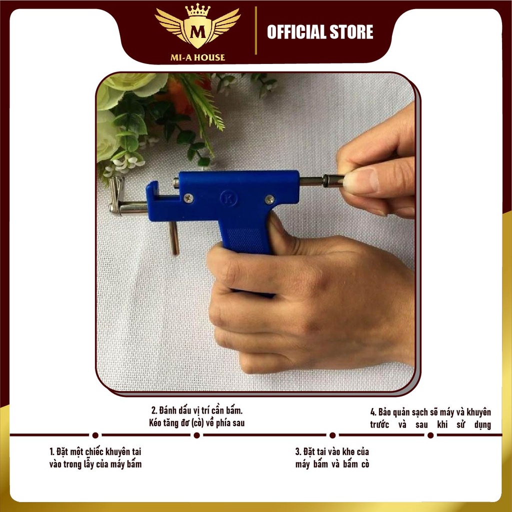 Bộ dụng cụ bắn lỗ tai, súng bấm khuyên tại nhà vô trùng không đau kèm 144 khuyên