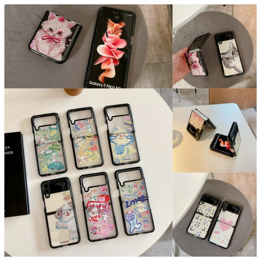Dễ Thương Bao Da Điện Thoại Nắp Gập Hình Chó Mèo Đáng Yêu Cho samsung galaxy z flip 5 flip 4 flip 3 5g Ốp