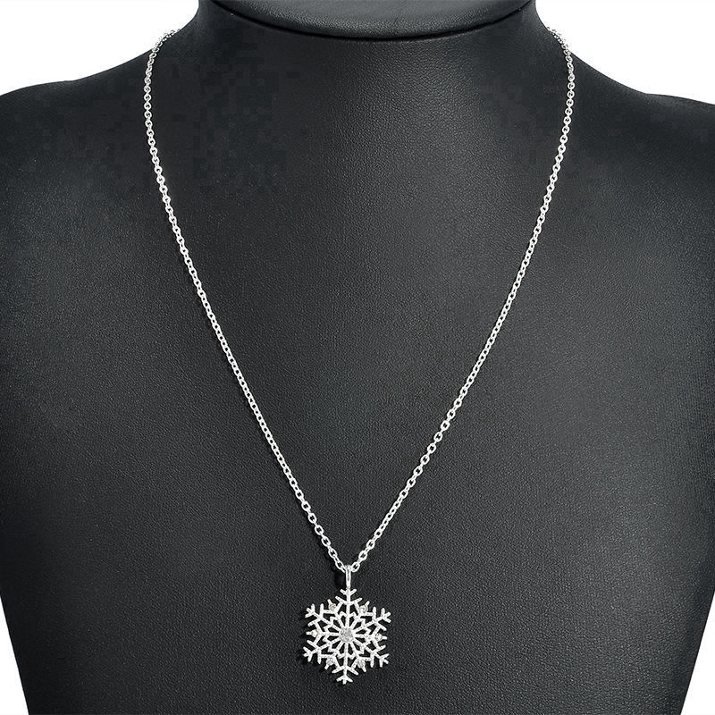 Dây chuyền mạ bạc mặt hoa tuyết đính đá pha lê thời trang dễ thương