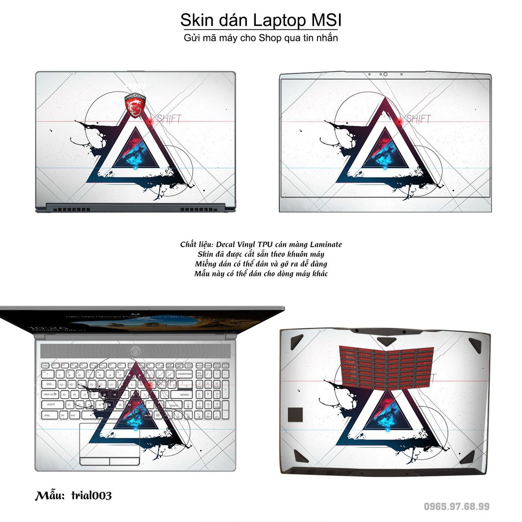 Skin dán Laptop MSI in hình Đa giác (inbox mã máy cho Shop)