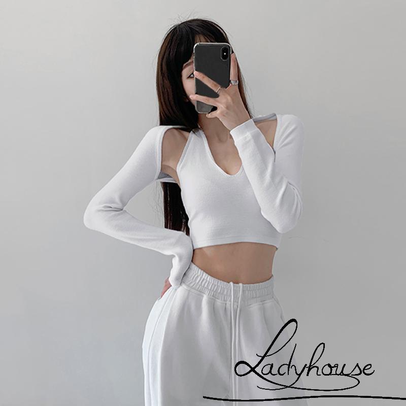 Áo hai dây dệt kim cổ chữ V màu sắc thời trang mùa hè quyến rũ cho nữ