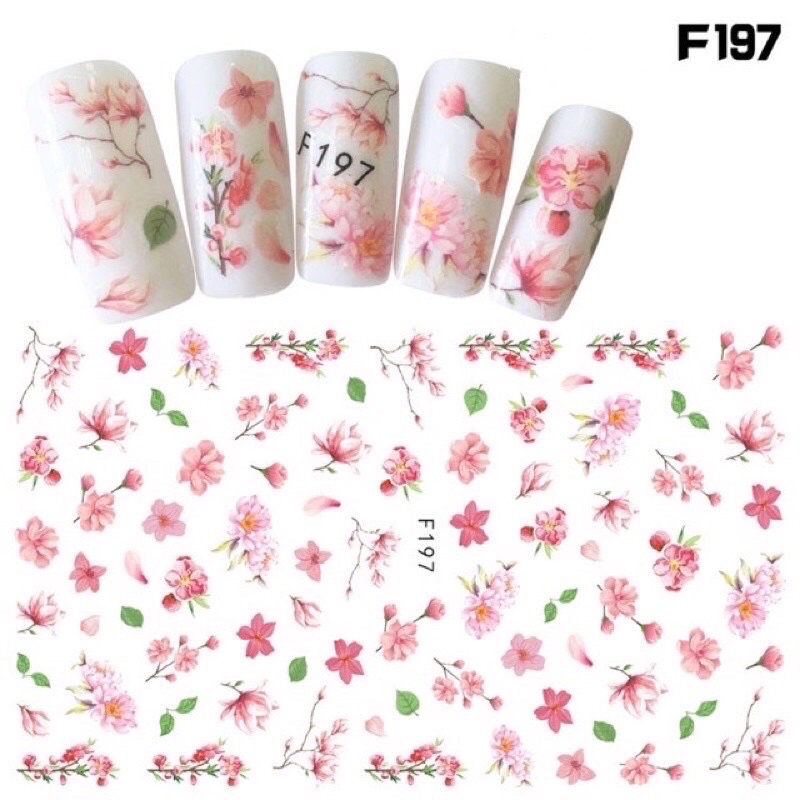 sticker hoa các loại trang trí móng