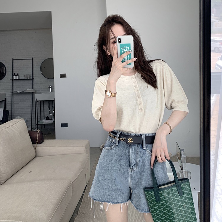 Áo thun IELGY tay ngắn cổ tròn thời trang mùa hè dành cho nữ