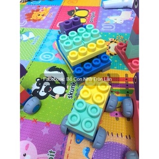 LEGO DẺO KÍCH THƯỚC SIÊU TO CHO BÉ - thùng nhựa đựng 50 miếng hộp nhựa - BỘ XẾP HÌNH DẺO - Chất liệu SILICON ABS an toàn