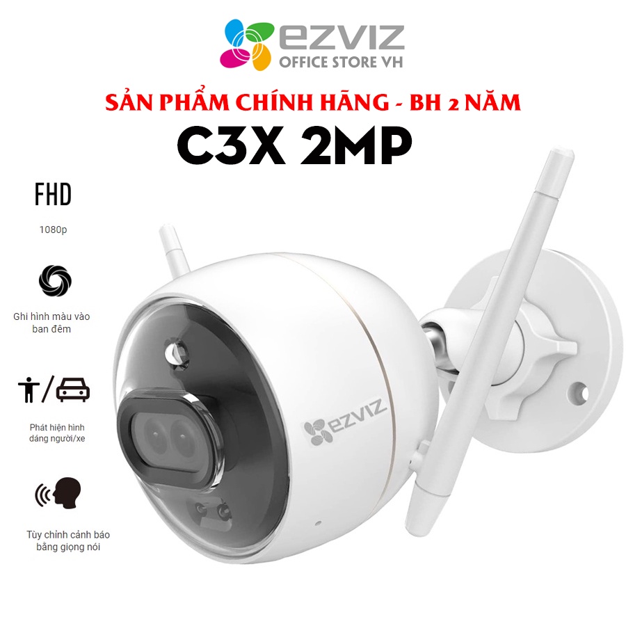 [MUA 2 TẶNG 1 QUÀ EZVIZ] Camera EZVIZ C3X 1080P mắt kép 2mp, công nghệ phát hiện người AI, ngoài trời ban đêm có màu