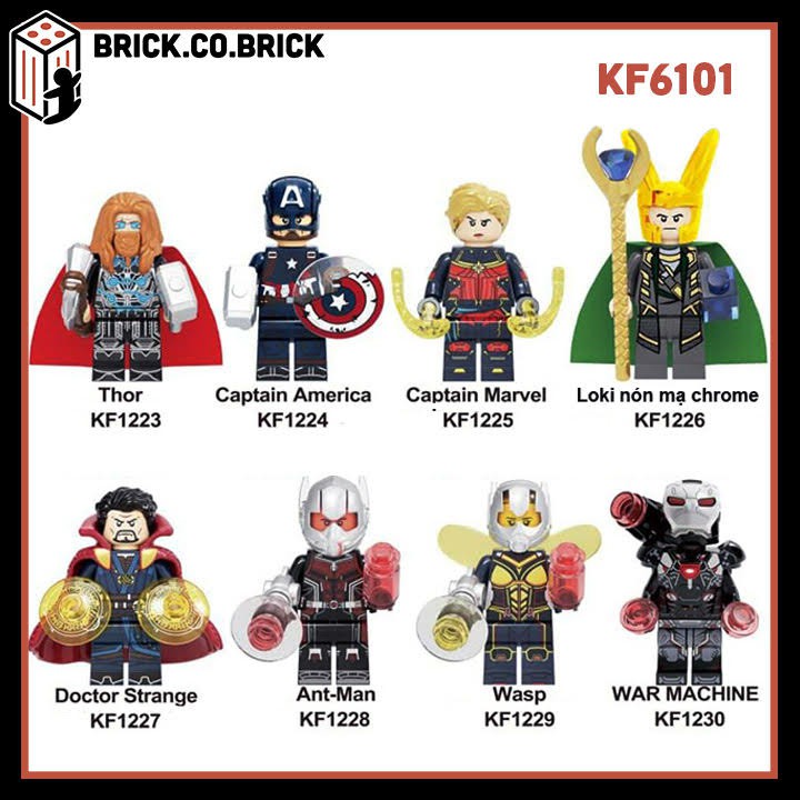 Đồ chơi lắp ráp minifigure và non lego mô hình nhân vật siêu anh hùng Marvels - Thanos- Doctor Strange, Captain - KF6101