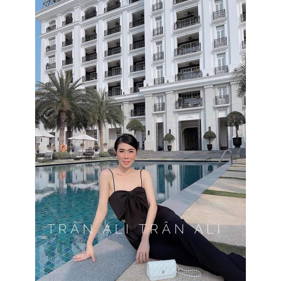 Set 2 Dây Dập Ly Nơ Ngực Mix Quần Suông Đi Biển Cực Hót | BigBuy360 - bigbuy360.vn