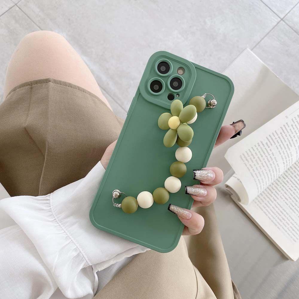 Ốp Điện Thoại Họa Tiết Hoa Kèm Dây Đeo Chống Rơi Tiện Dụng Cho Iphone