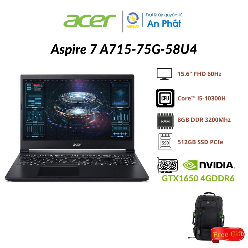 [Mã ELBAU7 giảm 7%] Laptop Acer Gaming Aspire 7 - Gaming giá rẻ - hiệu năng cao - Bảo hành 3S1