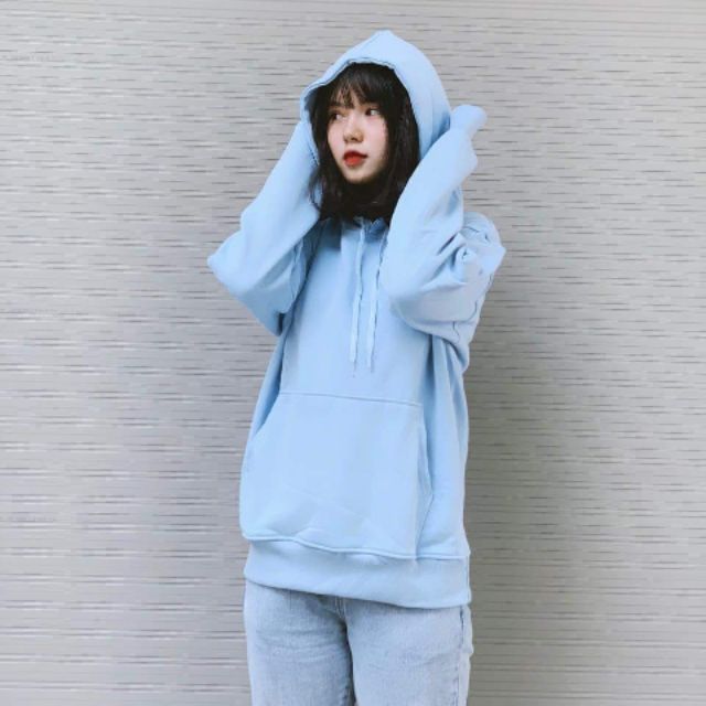 (CÓ VIDEO) Áo Hoodie Tay Dài Túi Bụng Trơn Xanh Pastel Unisex