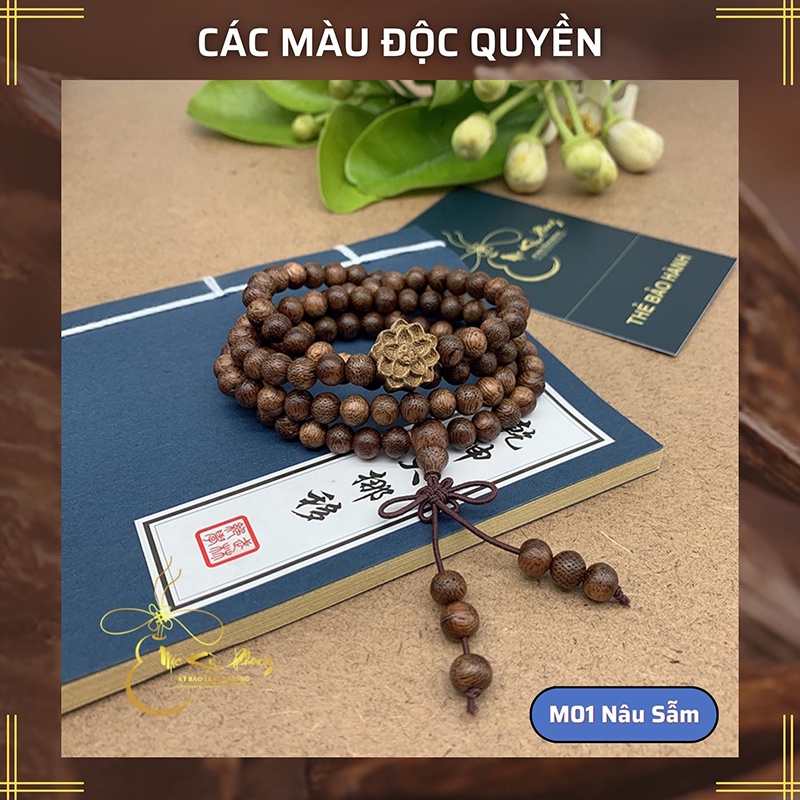 Vòng Tay Gỗ Trầm Hương Nam Nữ 108 Hạt, Size 4mm, 6mm, 8mm Tự Nhiên Mix Charm Hoa Sen MỘC KỲ PHONG | BigBuy360 - bigbuy360.vn