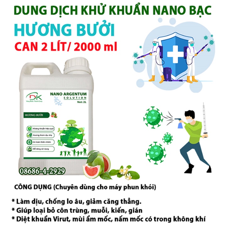 Dung dịch dùng cho máy phun khói NANO bạc ARGENTUM , khử mùi nấm mốc , an toàn bảo vệ sức khỏe...