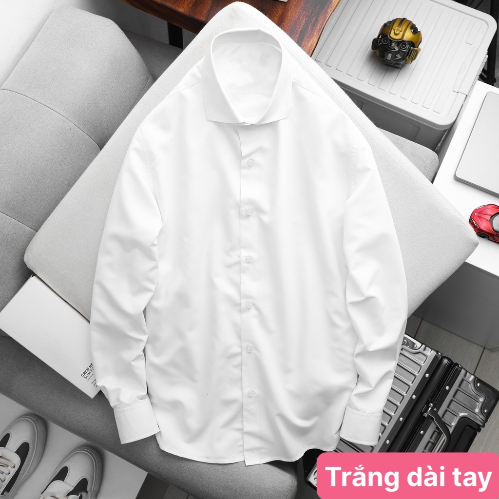 Áo sơ mi nam cao cấp chất liệu cotton đẹp màu đen trắng họa tiết trơn dài tay kiểu dáng hàn quốc mới HAVADO15 mẫu đẹp