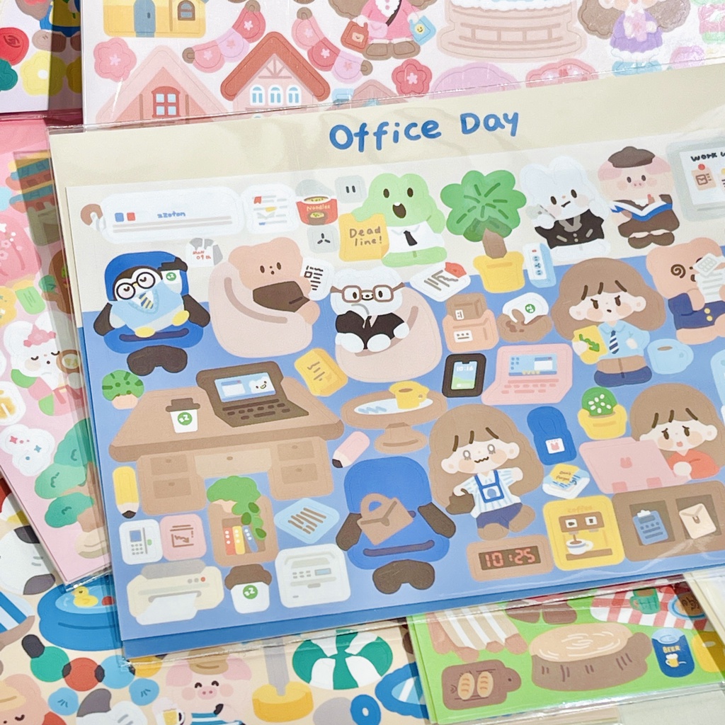 🌴 Sticker nhãn dán Polcos cảnh chủ đề zZoton 12 kiểu Sticker nhãn dán cô gái trẻ dễ thương Sổ tay goo card