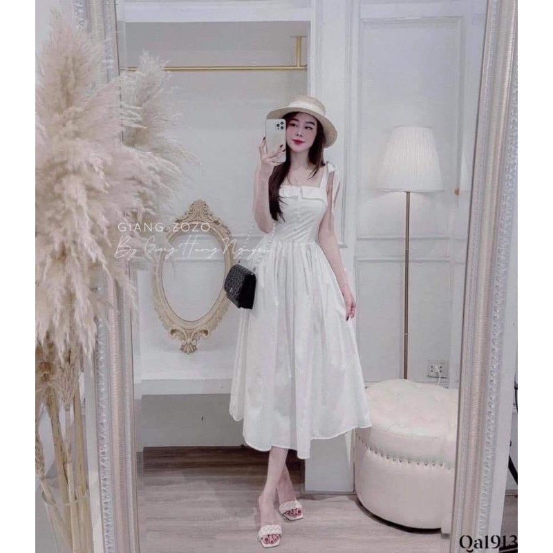 VÁY 2 DÂY 👗MAXI THÔ CÚC NGỰC ĐỦ SIZE S, M 2 MÀU TRẮNG, HỒNG TÍM