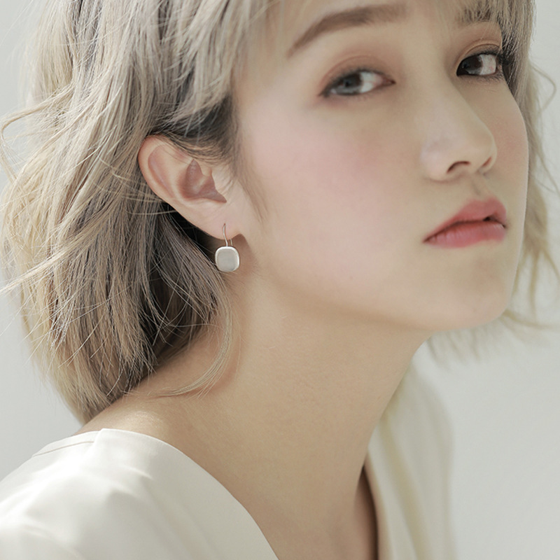 Bông Tai Mạ Bạc Thiết Kế Tối Giản Phong Cách Retro Cho Nữ