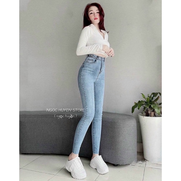 QUẦN JEANS ÔM BIGSIZE VNXK ✈️FREESHIP Quần Bò Nữ Body Siêu Giãn Lưng Cao Size Lớn