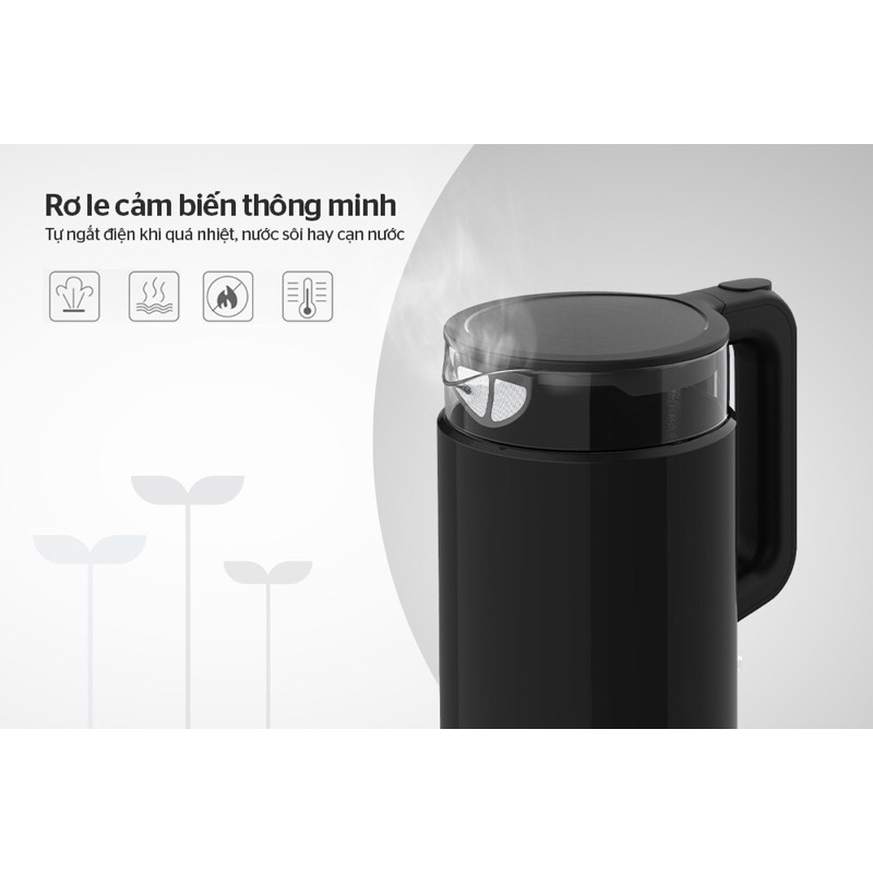 Ấm siêu tốc thuỷ tinh 1,7L Sunhouse mama SHD1330 bảo hành chính hãng 24 tháng